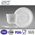 Elegant white embossed cup and saucer cup coaster